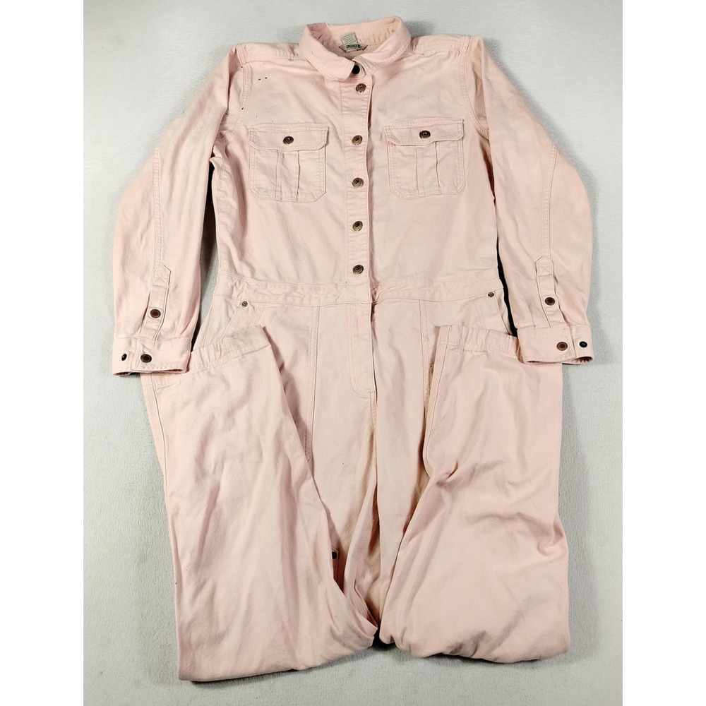 Duluth Trading Coveralls Women Large Pink Workwear Double Knees Paint Distressed